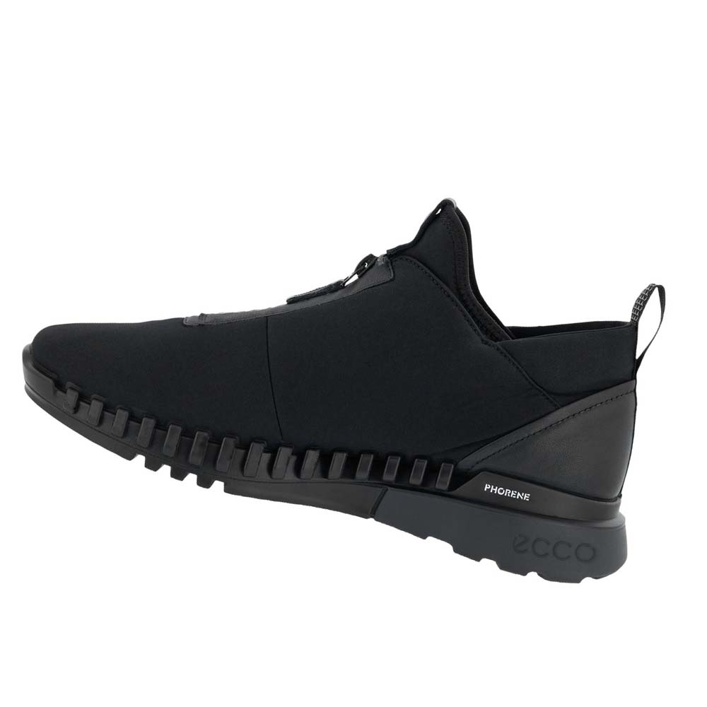 Men's Ecco Zipflex Slip On Gtx Sneakers Black | USA 675FDN